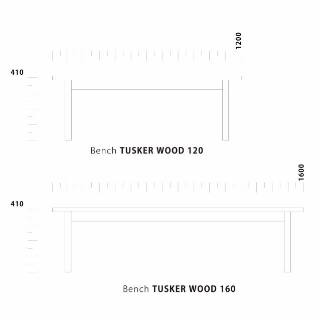 Bench TUSKER Wood ベンチ タスカ― ウッド NOWHERE LIKE HOME ノーウェアライクホーム1200 1600 板座